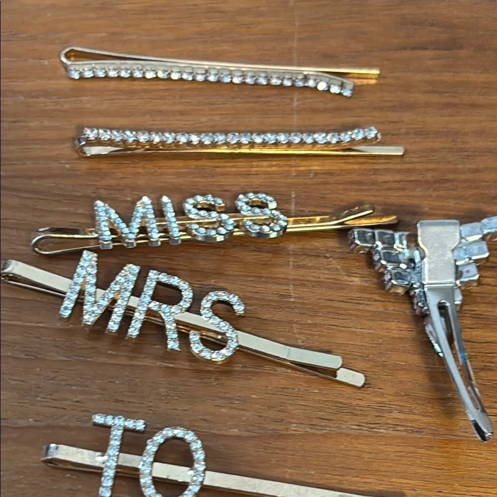 Gold and Silver Rhinestone Hair Clips Set